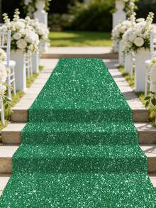 Tapete Passadeira Verde com Glitter (1 unidade), Ideal para Corredores de Eventos, Atividades, Casamentos, Decoração para Eventos Internos e Externos, Palcos e Shows, Cerimônias de Premiação, Aniversários, Chás de Panela, Pedidos de Casamento, Festas de Fim de Ano, Aniversários e Casamentos. - Verde - Ver 4