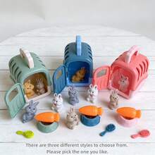 8pcs Cute Rabbit House Playset, Includes Randomly Colored Mini Accessories, Interactive Doll For Children 3-6 Years Old To Develop Imagination, Best Gift For Christmas And Thanksgiving - 彩色 - 查看 1