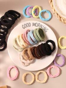 40 chiếc/gói Dây buộc tóc co giãn nhiều màu, Dây buộc tóc scrunchie đa năng cho nữ, Phụ kiện du lịch Morandi - Nhiều màu - Xem 3