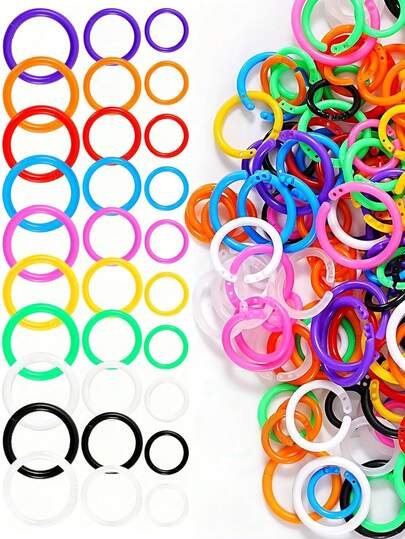100 chiếc vòng kẹp giấy rời nhiều màu sắc, vòng kẹp giấy bằng nhựa nhiều màu sắc dùng cho sổ tay, vở ghi chép, kẹp giấy dùng cho thẻ học, thẻ ghi chú, móc khóa, dùng cho trường học, văn phòng và nhà cửa.