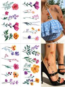 STARTTOOS Hình xăm dán tạm thời họa tiết bướm và hoa lãng mạn tối giản mùa xuân, phong cách Y2K, thích hợp cho cổ tay, mắt cá chân, vai, cổ, xương quai xanh, chống thấm nước, chân thực, tự làm cho các hội nghị anime, lễ hội hóa trang, lễ hội âm nhạc, ngày Valentine, quà tặng tiệc tùng. - Nhiều màu - Xem 1