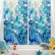 1pc Colorful Geometric Pattern Static Cling Window Film, Removable Window Sticker, Privacy Protection, Suitable For Bedroom, Living Room And Office Decor - Multicolor - View 10