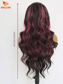 Pink Highlight Lace Front Wig - 13*4 Inch, Body Wave, Synthetic, Glueless, Long Wavy For Daily Use - Pink Highlight - View 2