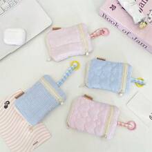 Heart Striped Coin Purse, Outdoor Key Storage Hanging Bag, Lipstick Storage Pouch - Multicolor - View 6