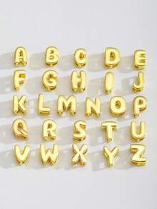1pc Exquisite Small Gold Stainless Steel 26 Letter Pendant Necklace Fashion Jewelry Accessory Party Decoration Gift For Family And Friends - Gold - View 5
