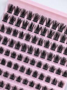 120 Pcs D Curl Wispy Cluster Lashes Kit 8-16mm Mixed Fluffy Clusters Eyelashes Extensions Natural Look Crossed Individual Lashes Extension DIY At Home - C - View 7