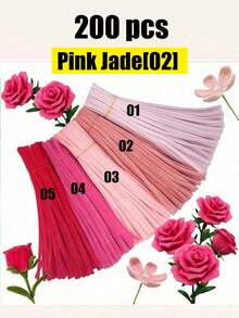 200pcs Pink Chenille Stems, Bendable Fuzzy Pipe Cleaners For Handmade Crafts, Plush Craft Sticks, Colorful DIY Art Supplies For Craft Projects, Decorations & Creative Handmade Designs - Pink - View 23
