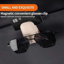 磁性皮革眼镜夹，时尚太阳镜夹，汽车遮阳板配件，汽车必备品，可爱车载小工具，旅行必备品，男女通用礼物 - A - 查看 2
