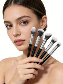 Bộ cọ trang điểm cán dài lông mềm cổ điển 1/2/3/4/5 món, bao gồm cọ má hồng, cọ nền, cọ che khuyết điểm và dụng cụ trộn màu. Lý tưởng cho người mới bắt đầu và sử dụng hàng ngày, nhỏ gọn và dễ mang theo, thích hợp để mang đi du lịch. - Nhiều màu - Xem 5