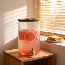 2-Gallon Green Countertop Beverage Dispenser With Acacia Wood Lid - default - View 3
