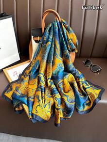 1 chiếc khăn choàng/khăn quàng cổ nữ bằng lụa satin giả, thích hợp cho mọi mùa, dùng với áo Abaya, chống nắng, khi điều hòa không khí, đi biển, quấn đầu, sử dụng hàng ngày. - Màu xanh hải quân - Xem 5
