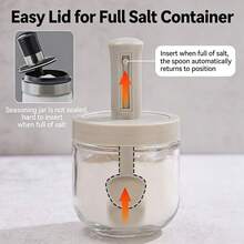 1pc Kitchen Salt & Seasoning Jar, Leak-Proof Telescopic Spice Bottle, Crystal Glass, Airtight Moisture-Proof Spice Jar - White - View 8