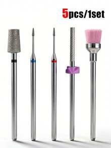 5-Piece Nail Drill Bit Set; Professional Diamond Nail Files Include A Cleaning Brush; Electric Nail Drill Suitable For Acrylic And Gel Manicures And Pedicures; , Multi-Grit Tool Set - Multicolor - View 1
