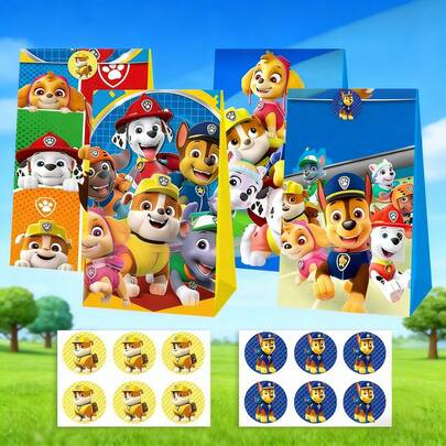 Bộ 12 túi quà bằng giấy kèm 12 sticker, thích hợp cho tiệc sinh nhật trẻ em, tiệc mừng em bé chào đời, túi đựng kẹo.