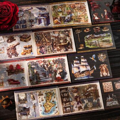 have a good day 20pcs/Pack Vintage Drama Theater Theme Stickers, Creative Aesthetic Sticker Decals, DIY Decoration Scrapbooking Craft Materials, Holiday Gift, Personalized Scrapbook School Supplies