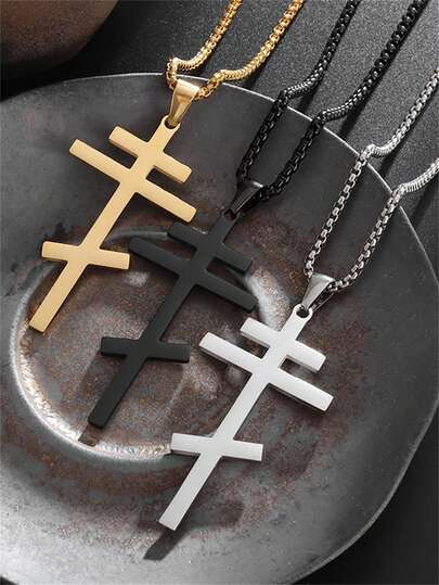 1pc Orthodox Cross Pendant Christian Symbols For Men And Women Stainless Steel Necklace Religious Jewelry Amulet Gift