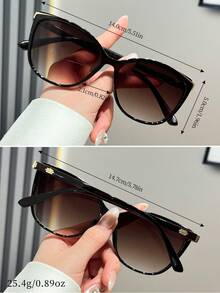 1pc Plastic Cat Eye Frame Decorative Fashion Glasses - Gradient Tea Frame - View 3