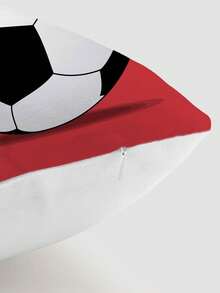 1 Stück Fußball Muster Kissenbezug, kreativ bedruckter Plüschstoff quadratischer Kissenbezug, geeignet für Wohnzimmer, Schlafzimmer, Auto, Heimdekoration, ganzjährig - Verschiedenfarbig - Übersicht 3