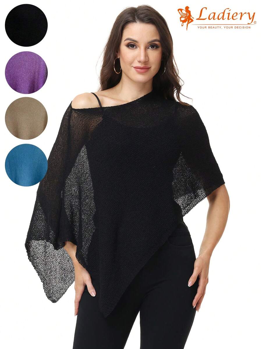 Chal/Cubrecostillas de punto ligero con estilo balinés para mujer - Una chaqueta tipo polo de verano ligera, adecuada para vacaciones en la playa, viajes y capas, vacaciones - Multicolor - Ver 1