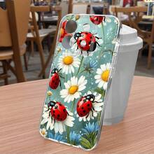 Phone Case - A Creative And Personalized TPU Durable Transparent Phone Case with a Daisy And Ladybug Floral Pattern, Compatible with iPhone 17/16/15/14/13/12/11/X/XS/XS MAX/ProMax/Air/Plus and  Galaxy S Series - Transparent - Übersicht 5