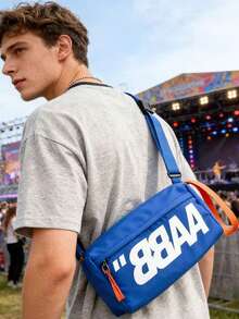 Túi đeo chéo unisex in chữ màu xanh dương, túi đeo vai bằng nylon, túi thể thao. - Nhiều màu - Xem 12