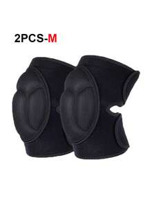 2双装 S/M/L/XL 防滑加厚柔软透气黑色护膝，适用于舞蹈、排球、篮球、足球、网球、跑步、运动健身、户外骑行等运动，男女通用，保护膝盖 - 黑色 - 查看 14