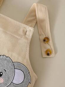 Set de 2 piezas de camiseta de manga corta y pantalón tipo babero con bordado de koala lindo y de dibujos animados para bebé, para verano - Albaricoque - Ver 10