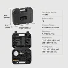 Comprobador de compresión de motor diésel, kit de herramientas de prueba de presión de cilindro de 18 piezas, con medidor y adaptadores de 0-1000 psi, cilindros de comprobación de probador de inyector diésel en camiones diésel, tractores, equipos - 0-1000 psi - Ver 11