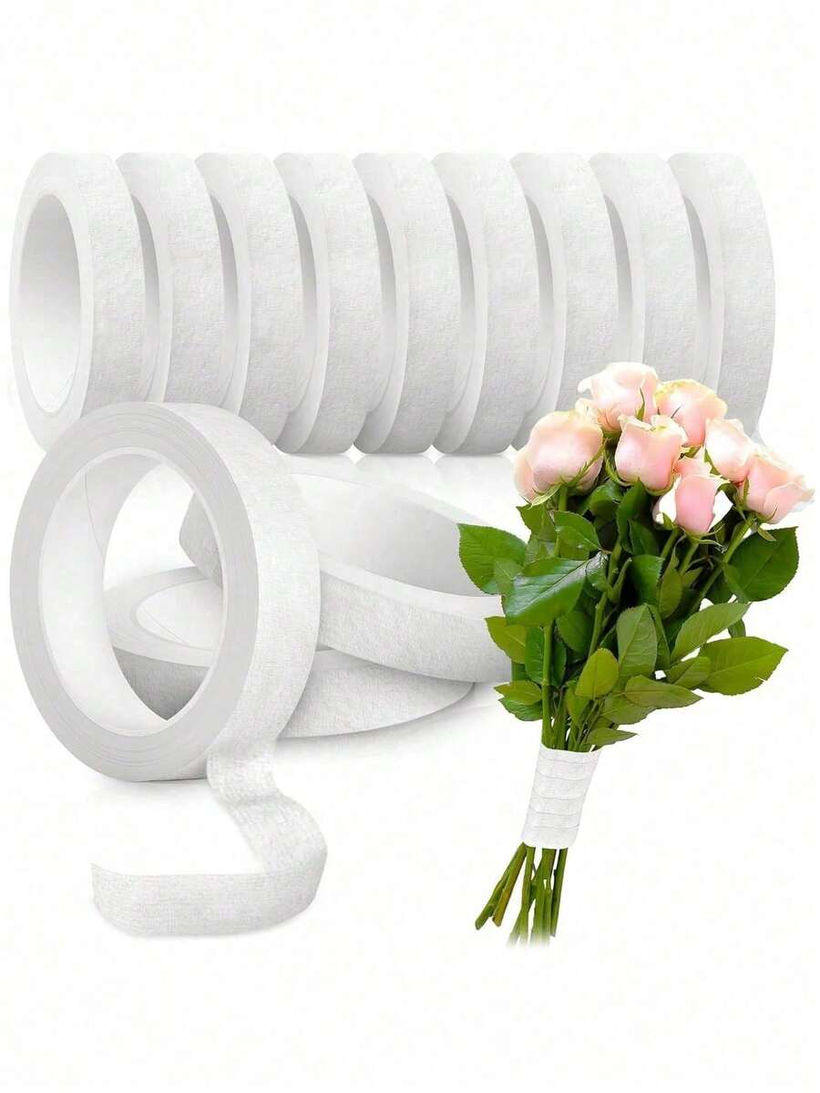 1/2/4 Rolls Floral Decorative Tape, Suitable For Bouquet Stem Wrapping, White Floral Tape, Applicable For Floral Design Projects, Corsages, Wedding Bouquets - Multicolor - View 1