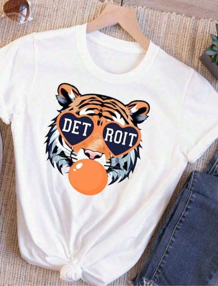 Vintage Graphic Tees Men, Detroit Tigers Motor City Vintage Graphic Tee, Baseball Sports Apparel Oversized Crew Neck, Father's Day Graduation Independence Day Top, For Men - 白色 8 - 查看 1