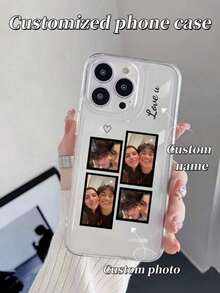 1pc Transparent Shockproof Customizable Puzzle Photo Phone Case, Personalized Name Phone Case, Eternal And Fashionable. An Eternal Customized Phone Case. DIY Customized Phone Case Suitable For S25 Ultra/S25 Plus/S25/S24 Ultra, 11/11 Pro/11 Pro Max/12/12 Pro/12 Mini/12 Pro Max/13/13 Pro/1 Pro Max/13 Mini/14/14 Plus/14 Pro/14 Pro Max/15/15 Plus/15 Pro/15 Max/16/16 Plus/16 Pro/16 Pro Max 16E, Android Phones - Clear - View 2
