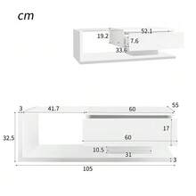 High-Tech Flair Coffee Table / Modern High-Gloss Coffee Table / Living Room Table / Glass Top, With Drawer / Suitable For Living Rooms And Office Areas - White - View 8