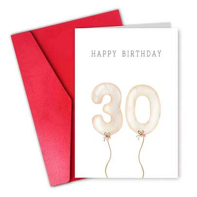1pc 18th/21st/30th Milestone Birthday Card With Envelope - Neutral Watercolor Balloon Design, Cute Card For Her, Ideal For Sister, Bestie & Best Friend, Blank Inside