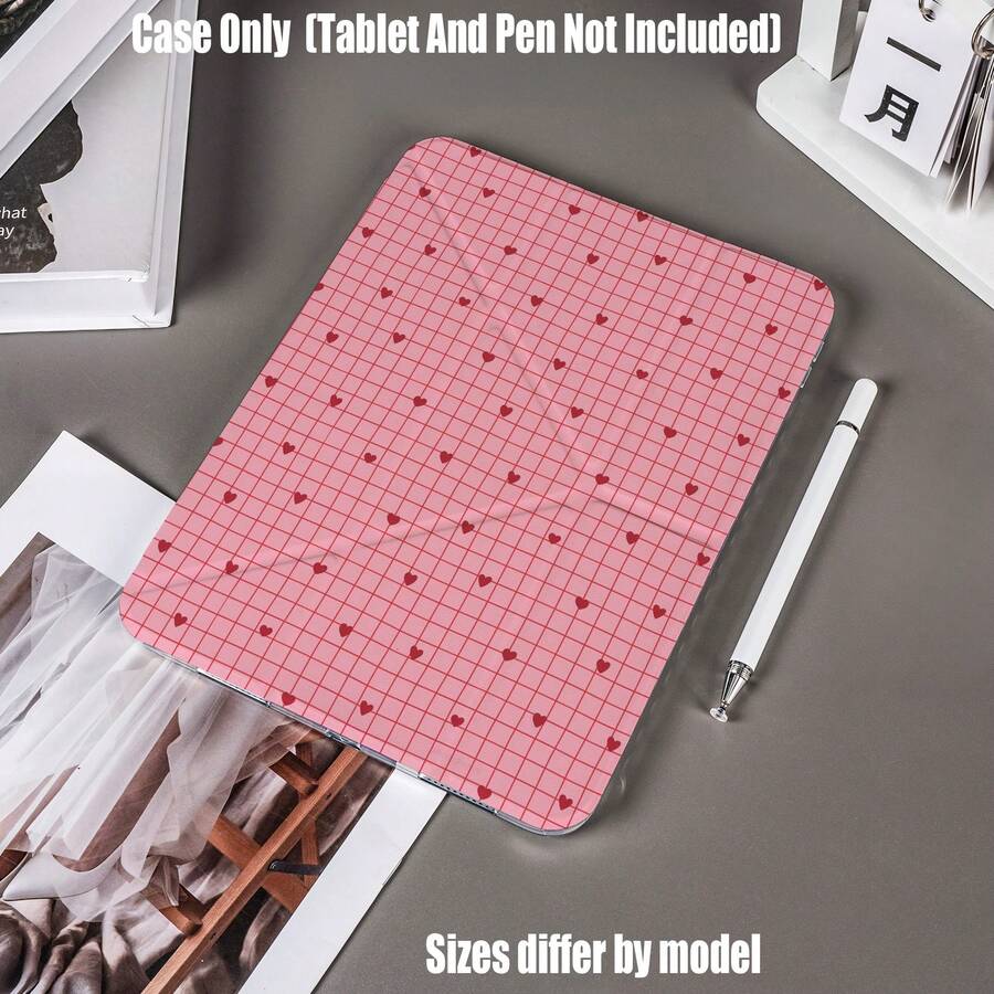 Ốp bảo vệ dạng gập chữ Y bằng acrylic trong suốt cao cấp có khe cắm bút. Vỏ gập hình trái tim kẻ caro màu hồng, phong cách ngọt ngào dành cho bé gái. Đặc điểm của ốp bảo vệ máy tính bảng: Thiết kế chân đế gập ba hình chữ Y, chức năng tự động bật/tắt màn hình thông minh, bảo vệ toàn diện, chất liệu khung thân thiện với da, khung chống rơi bằng túi khí, chân đế đa góc, mặt lưng acrylic trong suốt, khe cắm bút tích hợp, các đường cắt chính xác, nhẹ và dễ mang theo. - Nhiều màu - Xem 1