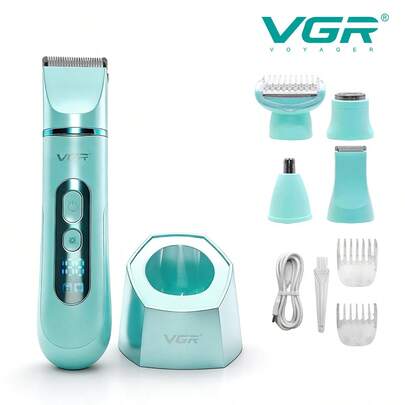 Lionel Messi Afeitadora eléctrica multifuncional profesional VGR para mujeres, afeitadora eléctrica recargable con pantalla digital, adecuada para el afeitado de todo el Body, regalo para damas V-763