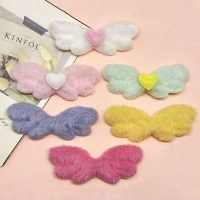 18片迷你天使翅膀贴片，适用于DIY缝纫项目，柔软多彩的装饰品，蓬松的白色天使吊坠，可用于圣诞节、万圣节、感恩节、情人节装饰，也可用作手工材料和娃娃制作材料。