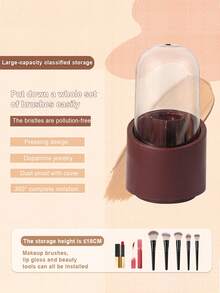 39件套化妆工具套装包含：22支化妆刷+3个化妆海绵+3个迷你化妆海绵+3个三角粉扑+3个迷你气垫粉扑+2个手碗挂绳+1个发箍+1个化妆刷清洁工具+1个收纳桶 - 酒紅色 - 查看 3