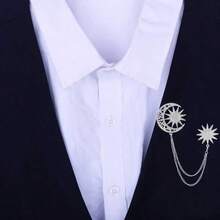 1pc Elegant Rhinestone Star & Moon Chain Brooch, Snowflake Design, Suitable For Festival Gifts, Hijab Accessories, Daily Wear, Business Meetings, Birthday Parties, Wedding Attire Gifts For Mother, Father, Graduation, And Teacher - Multicolor - View 11
