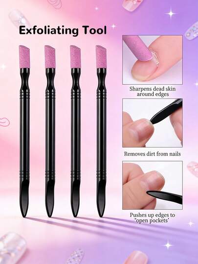 5/3/1 Pcs Quartz Nail File, Cuticle Remover, 45 Degree Nail Clipper, Nail Surface Polishing Stick, Manicure Quartz Nail Grinding Stone, Plastic Handle Nail Buffing Stick, Cuticle & Dead Skin Remover