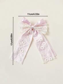 4pcs Elegant Lace Bow Ribbon Hair Clips, Versatile High-End Barrettes - Multicolor - View 7