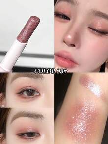 1 pieza Barra de Sombra de Ojos con Brillo Perlado y Purpurina, Lápiz de Sombra de Ojos de Larga Duración Resistente al Agua y a las Manchas con Efecto Iluminador, Aplicación Portátil de Una Sola Pasada - Multicolor - Ver 12