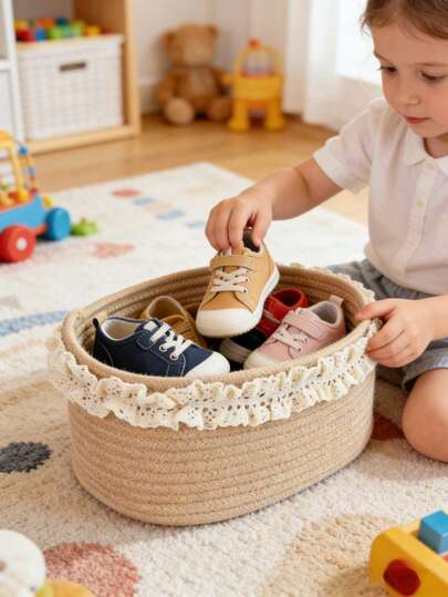 Large Capacity Woven Storage Basket, Suitable For Living Room, Children's Room To Store Toys, Clothes, Etc.
