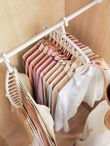 1pc/11 Holes Hanger Decoration Holiday Decoration Room Decoration Home Decoration Bedroom Decoration Dress Pants Shoes Jeans Boots Skirt Bedroom, Storage Box, Storage Box, Home Storage, Women's White T-Shirt - View 5
