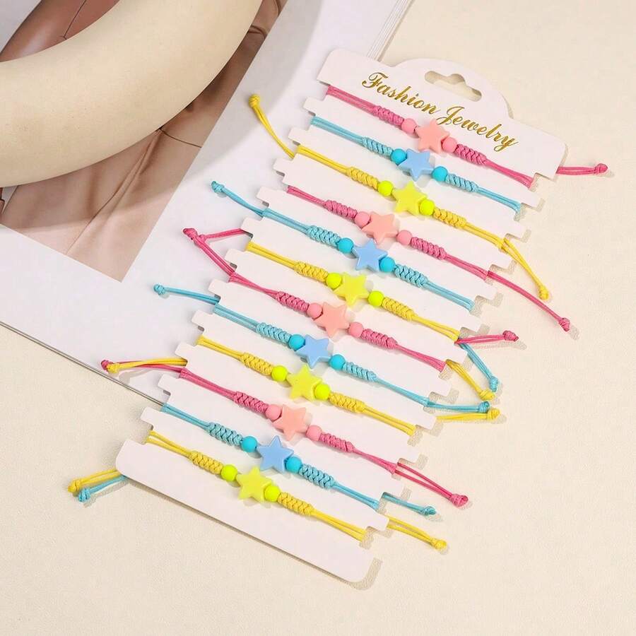Set de 12 pulseras de estrella de mar y mariposa de colores de verano, adecuado para regalo - Multicolor - Ver 1