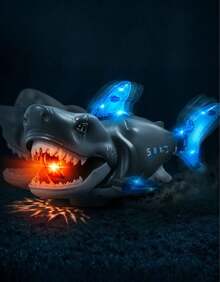 Shark Toy With Sound, Lights, LEDs, And Movement - Bump And Go - Màu Xám nhạt - Xem 4