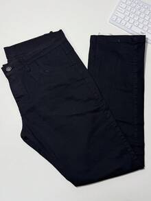 Men's Long Black Jeans With Medium Stretch, Button And Zipper Details, Ideal For Everyday Wear. - màu đen - Xem 5