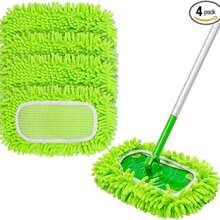 Bộ 4 miếng lau nhà bằng sợi microfiber tái sử dụng - Miếng lau thay thế có thể giặt máy, tương thích với các loại máy hút bụi phổ biến, lý tưởng cho sàn phòng khách, phòng ngủ, phòng tắm và nhà bếp - Miếng lau thay thế dệt kim thấm hút cao. - A - Xem 11
