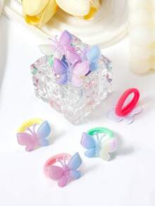 10 pièces Chouchous à oreilles de lapin en tissu 3D de couleur Maillard, jolies attaches de cheveux élastiques à fleurs, doux pour les cheveux, accessoires de cheveux quotidiens et de fête pour filles - Multicolore - Voir 4
