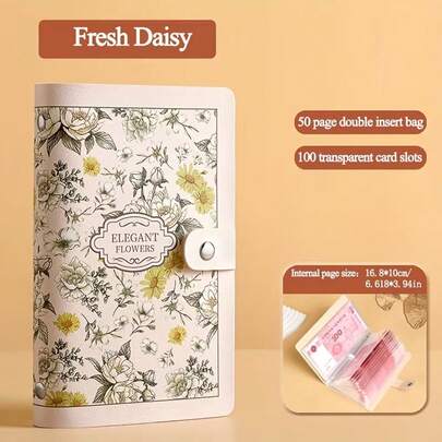 Sổ tiết kiệm tiền mặt dung lượng lớn, thiết kế hoa văn cổ điển, dạng ví, sổ tiết kiệm tiền cầm tay.