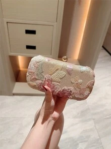 Túi Moonlit Eve, Túi đeo chéo họa tiết hoa nhiều màu, Túi dự tiệc dây xích cổ điển, Túi hộp vuông nhỏ, Thích hợp cho các cô gái dự tiệc, cô dâu, sinh viên đại học, người trẻ chuyên nghiệp, Đa năng cho tiệc tùng, dạ hội, đám cưới, Phối hợp hoàn hảo với phụ kiện dự tiệc, Họa tiết được gửi ngẫu nhiên. - Hồng - Xem 3